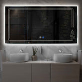 Specchio LED Rettangolare | Pulsanti touch | Funzione anti-appannamento | Luce bianca neutra - Reyze Serie Good Vibes Modello 3